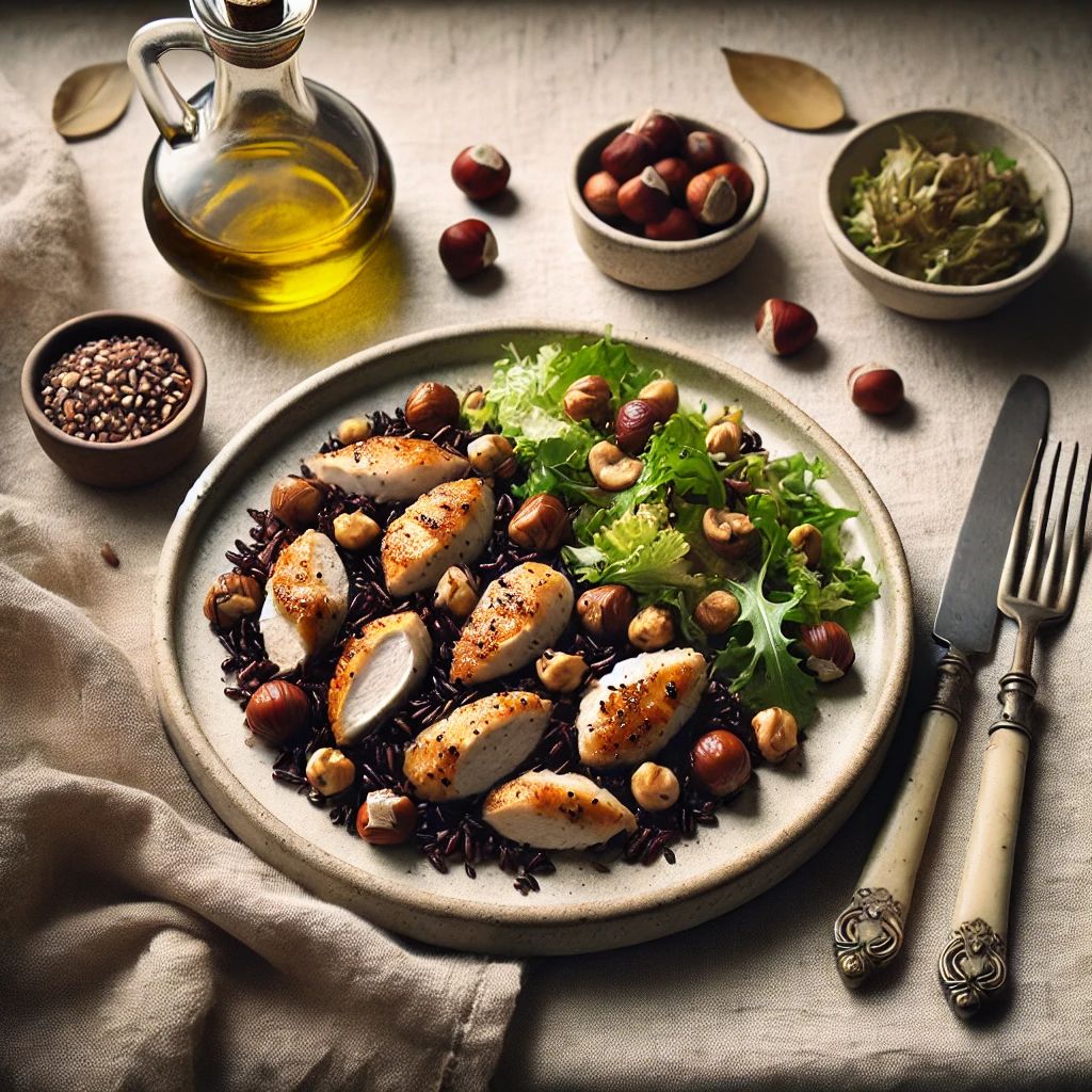 Black Rice and Chicken Stir-Fry with Chestnuts