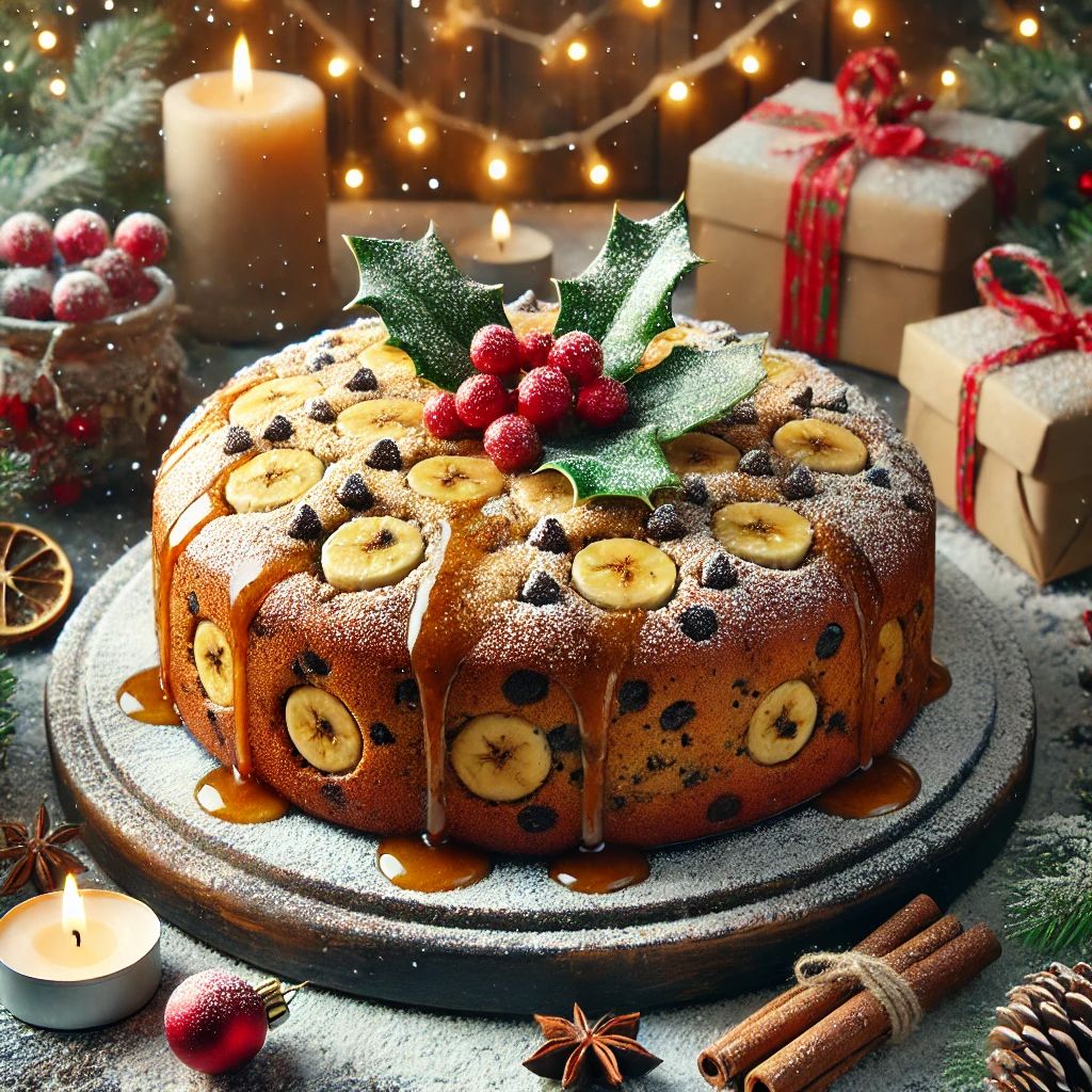 Christmas Banana Maple Chocolate Chip Cake
