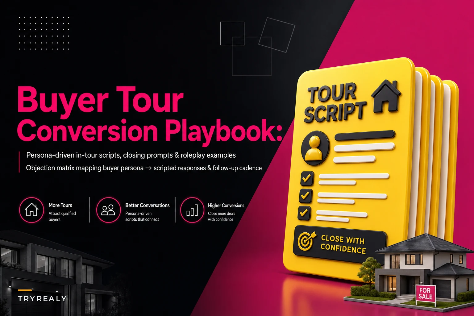 Buyer tour conversion scripts and an objection-handling matrix by persona