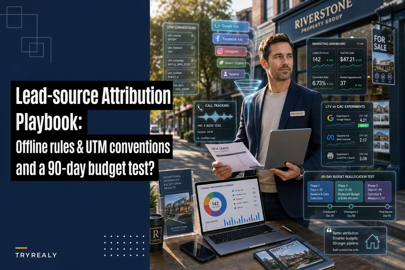 Lead-source attribution playbook for small agencies: offline rules, UTM conventions and a 90-day budget test