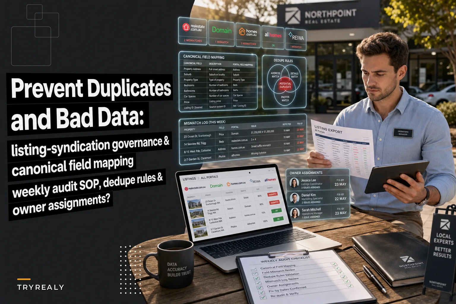 Prevent duplicate listings and bad data: listing syndication governance, canonical field mapping and a weekly audit SOP