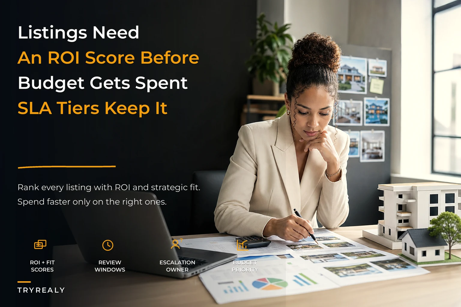 Prioritize real estate listings and marketing budget: an ROI scoring model and SLA tiers for small agencies