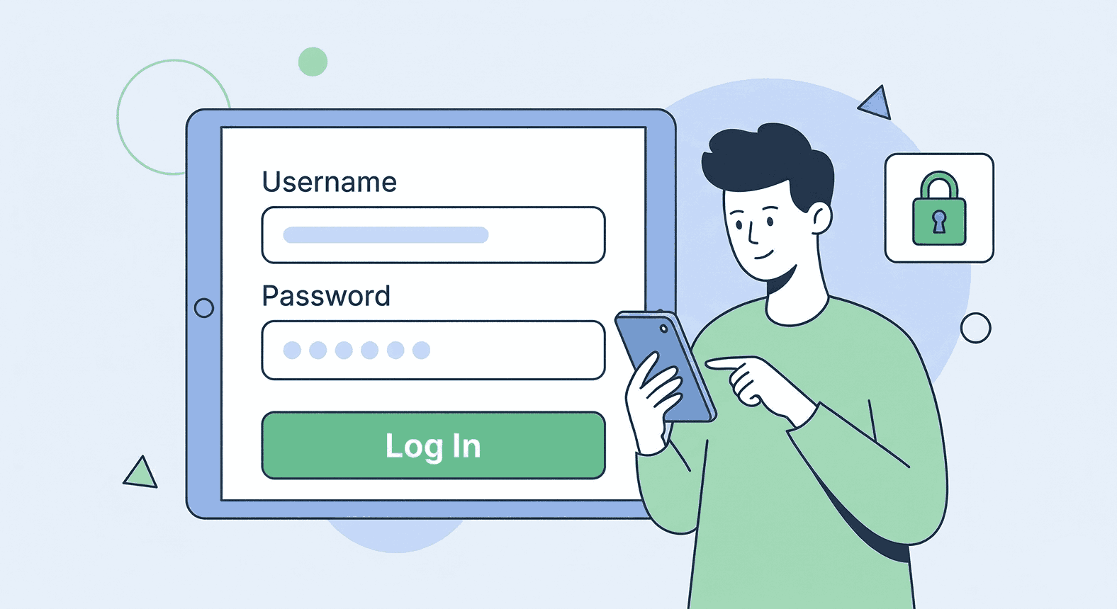 Person logging into a secure portal on a device