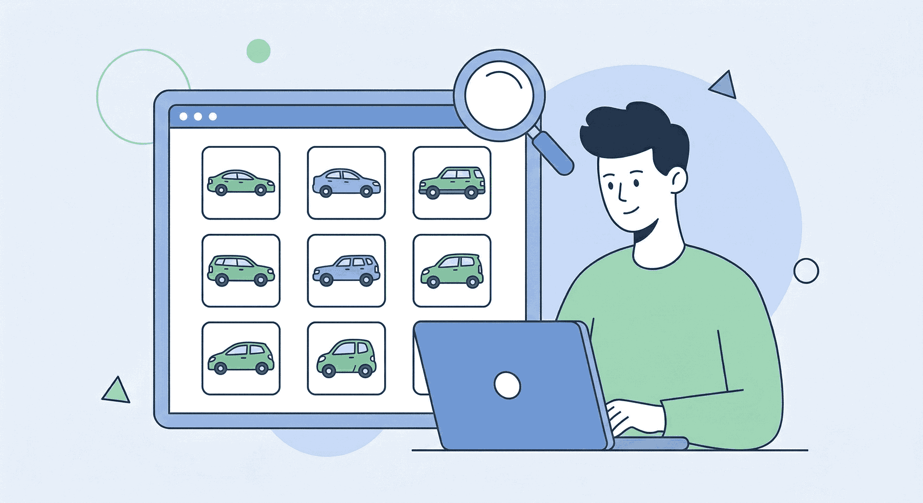 Person browsing car listings on a desktop screen