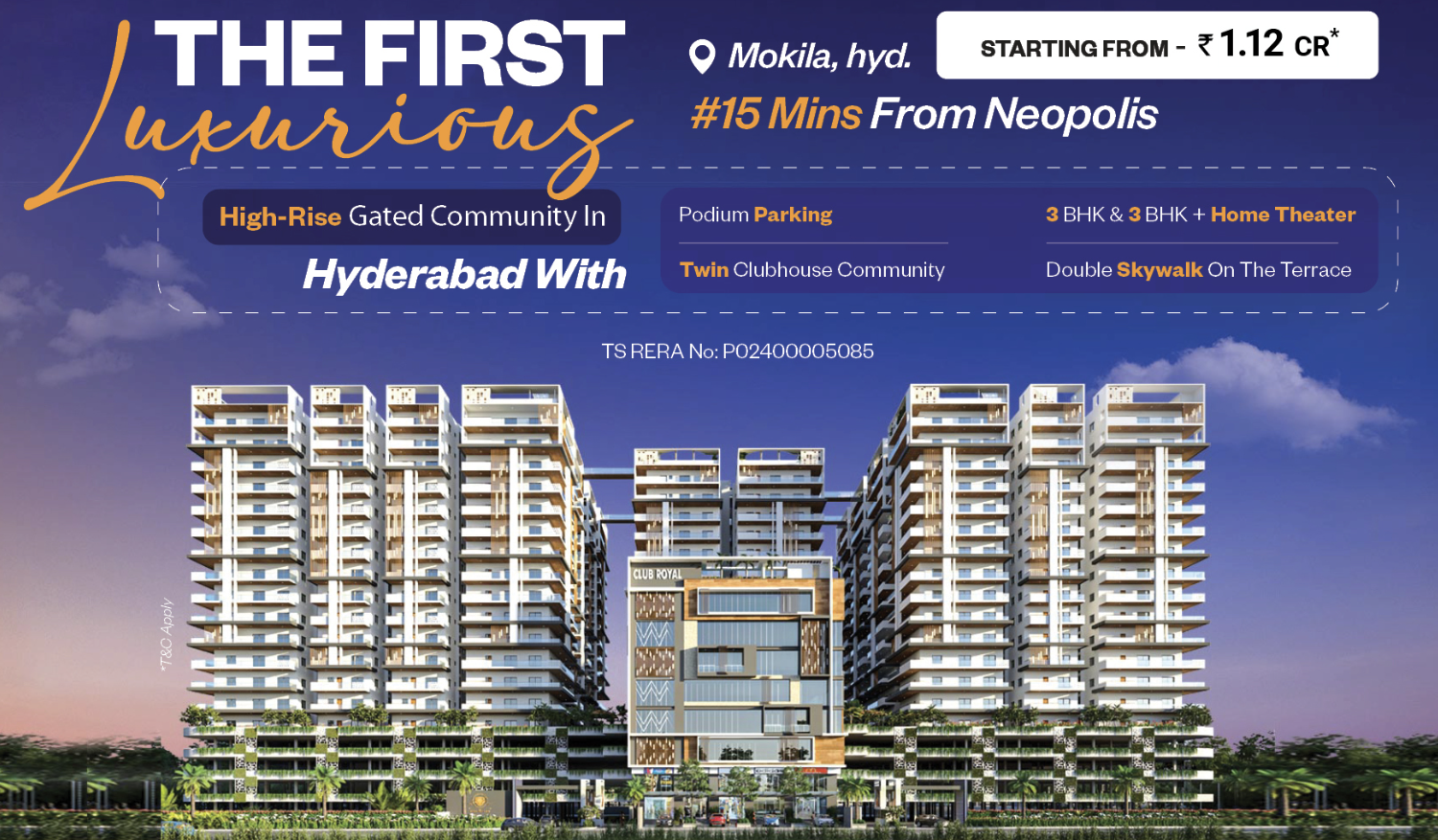 2,3 & 3.5 BHK Flats in Mokila Hyderabad Royal Pavilion