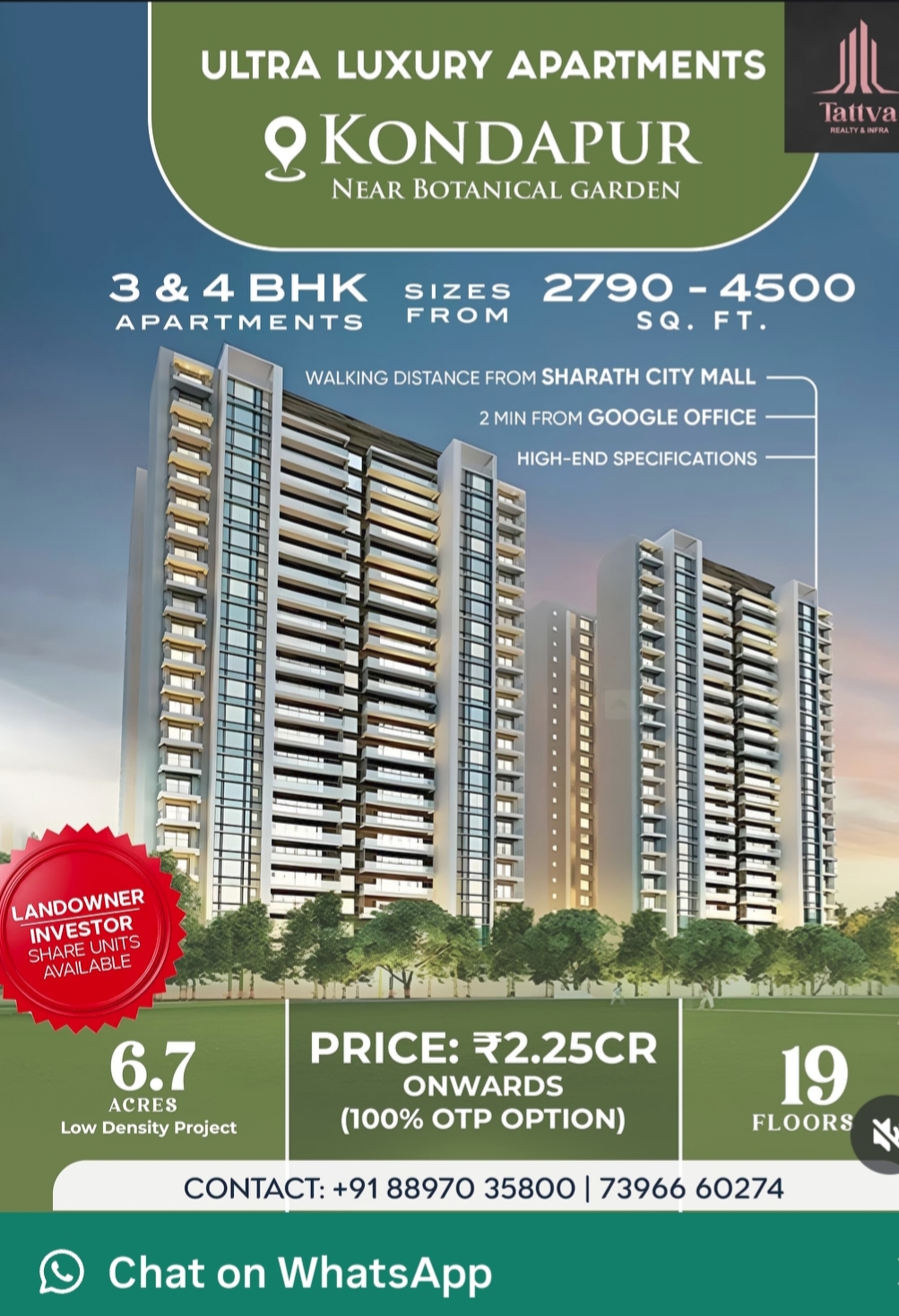 3 bhk flat for sale in kondapur Tattva ultra luxury apartment