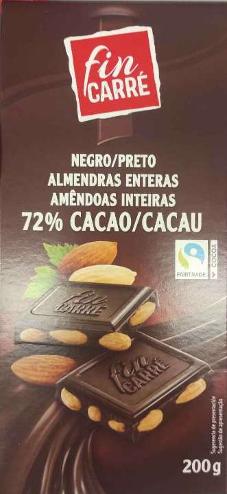 Chocolate Negro 72% con almendras Chocolate Negro 72% con almendras