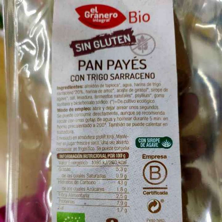 Pan payés con trigo sarraceno sin gluten Pan payés con trigo sarraceno sin gluten