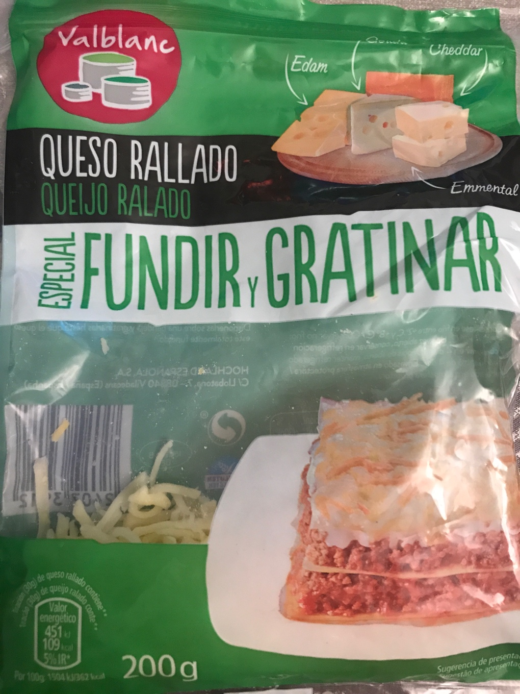 Queso rallado especial fundir y gratinar