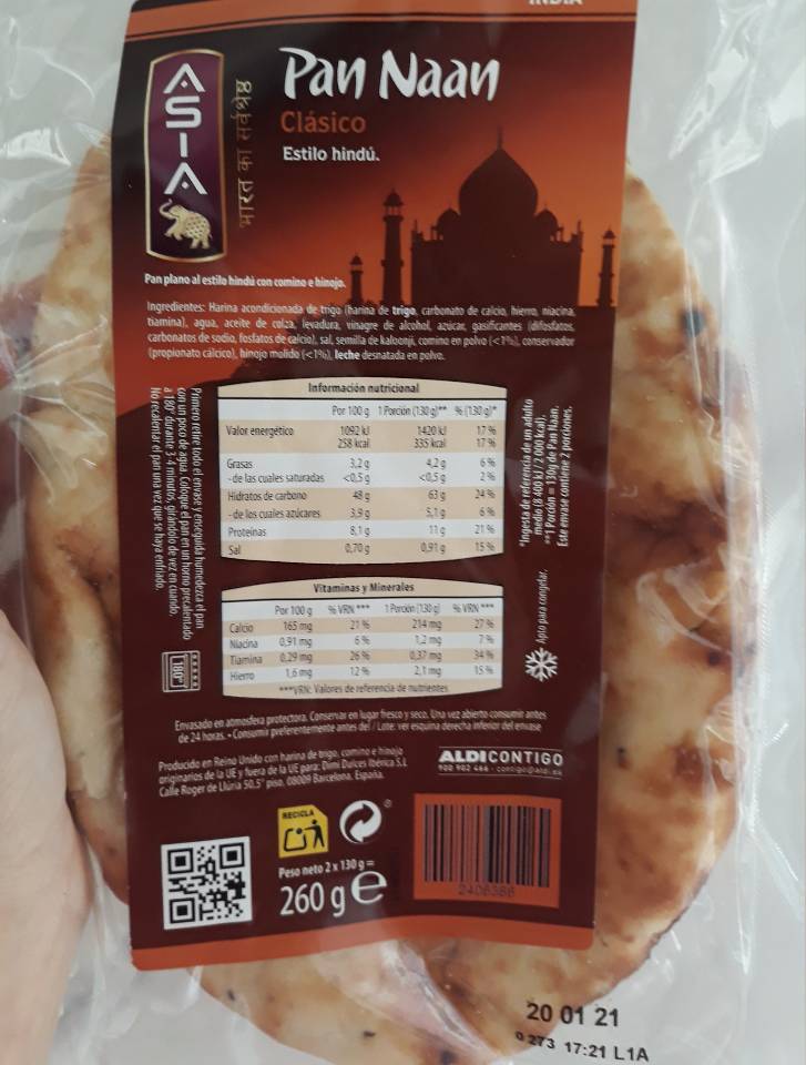 Pan naan clásico Pan naan clásico
