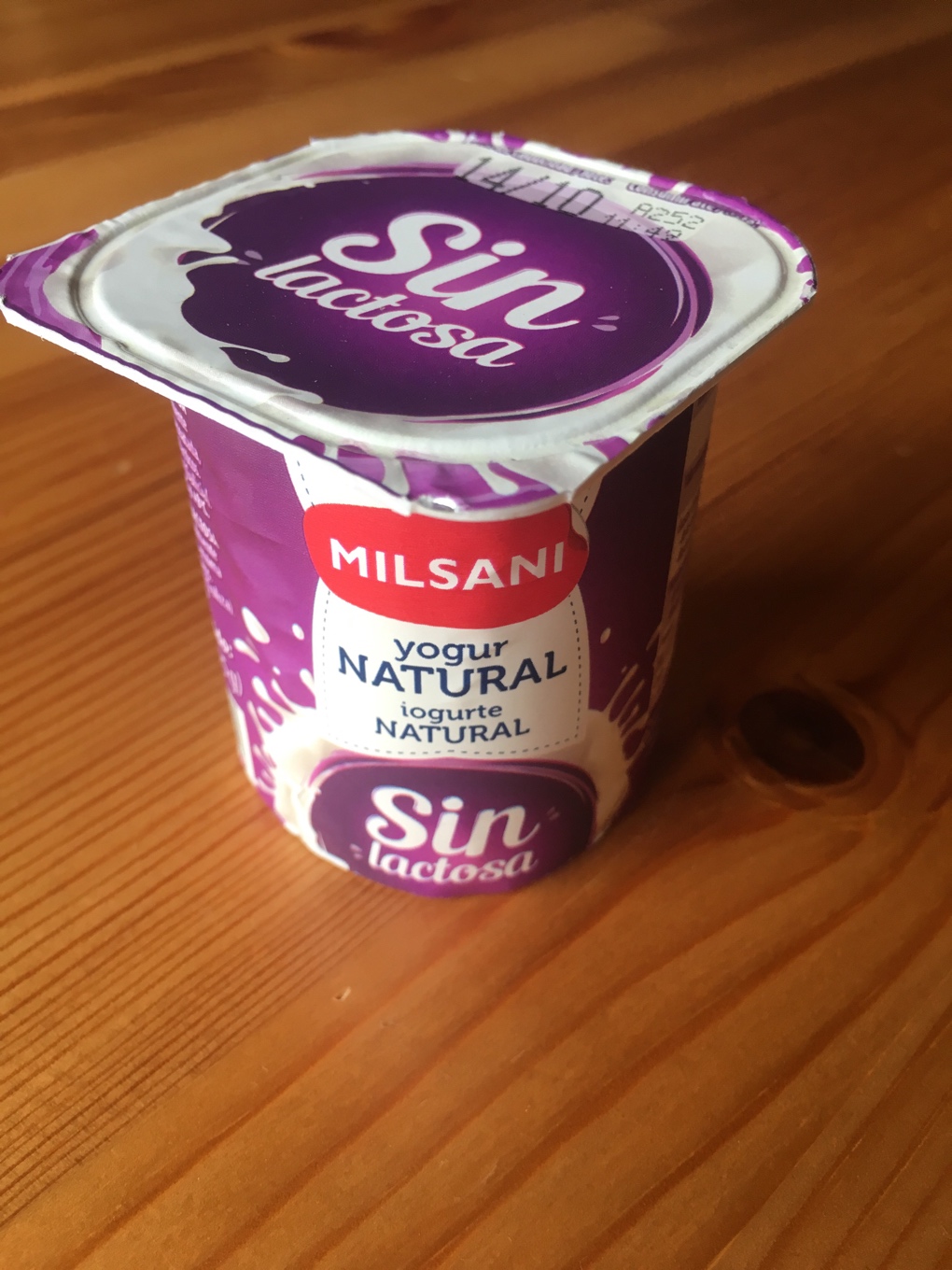 Yogur natural sin lactosa