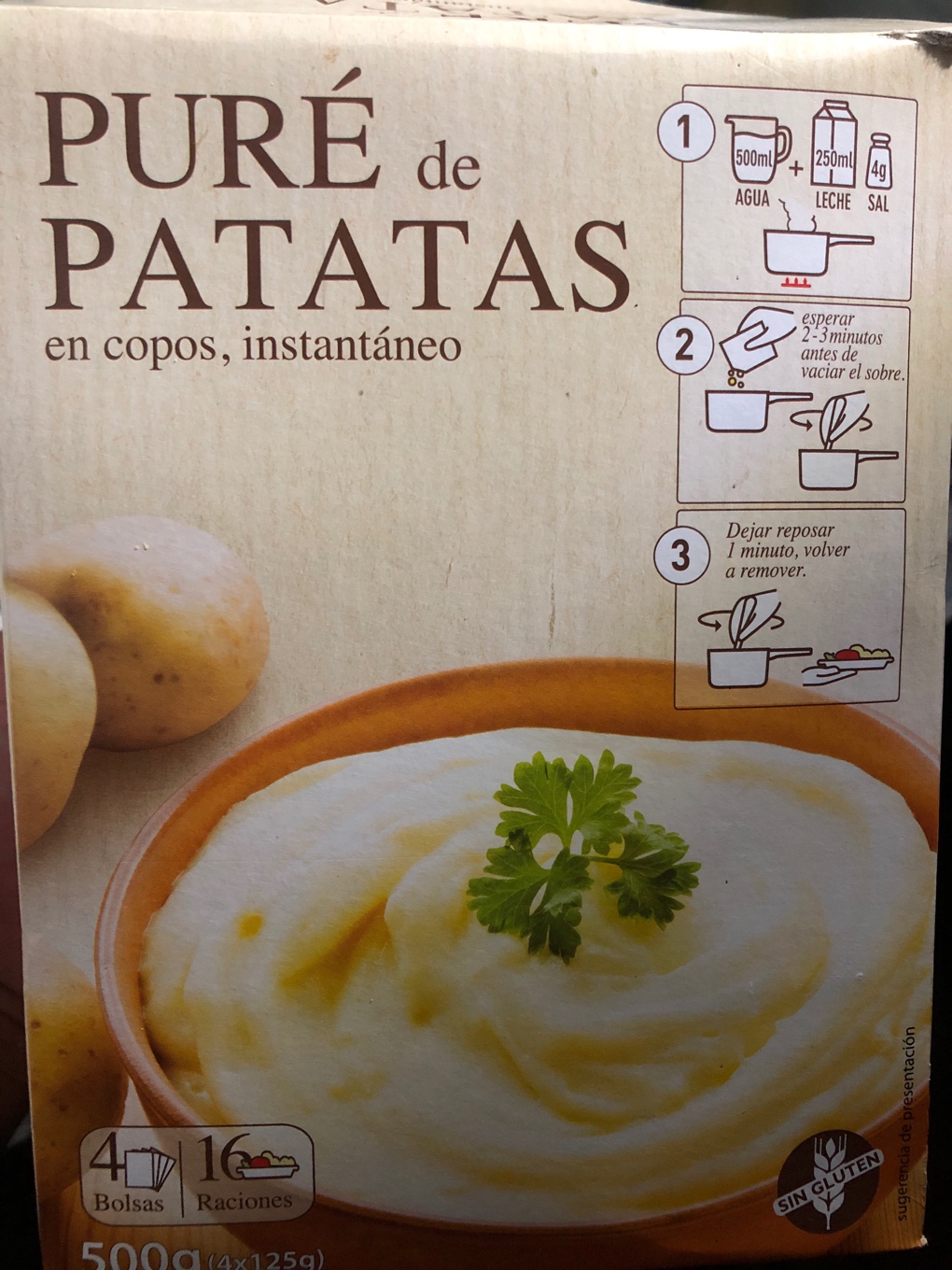 Puré de patatas en copos instantáneo