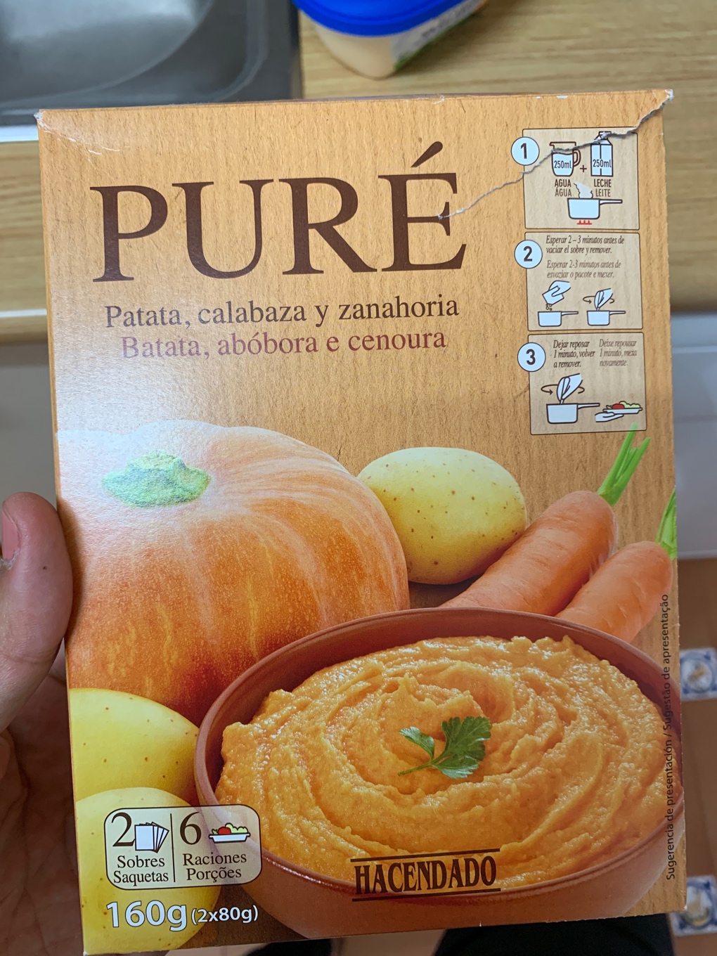 Puré de patata, calabaza y zanahoria