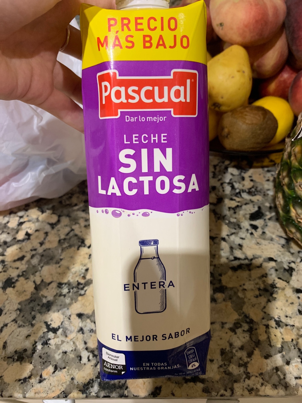 Leche entera sin lactosa