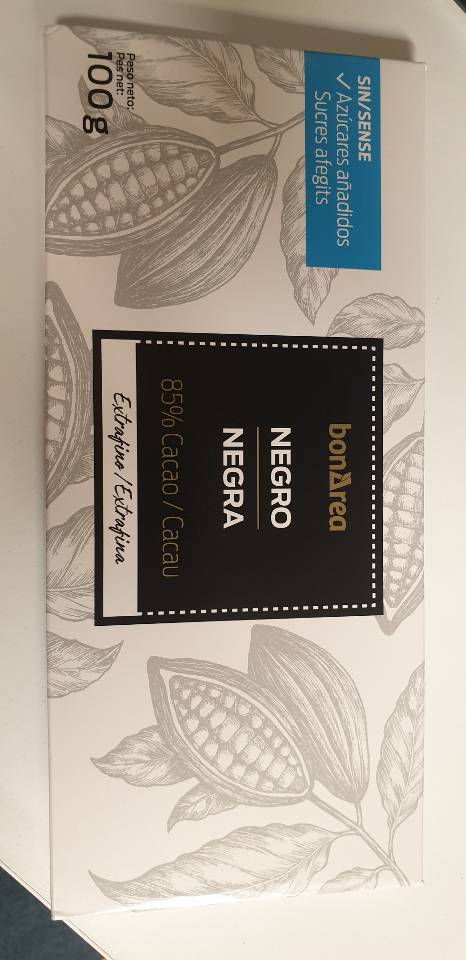 Chocolate negro 85% sin azúcares añadidos Chocolate negro 85% sin azúcares añadidos