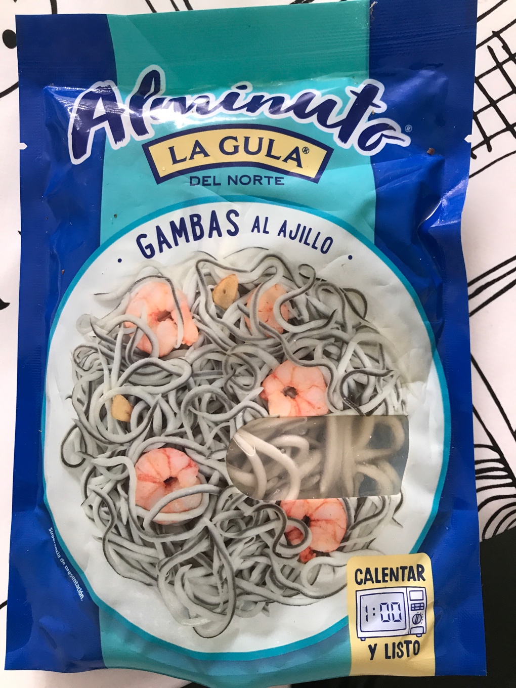 Gulas al ajillo con gambas