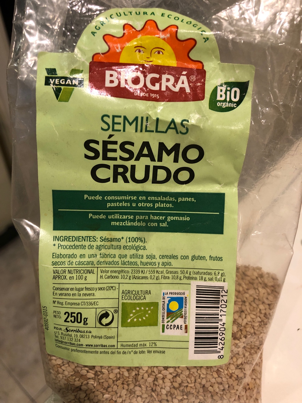 Semillas sésamo crudo