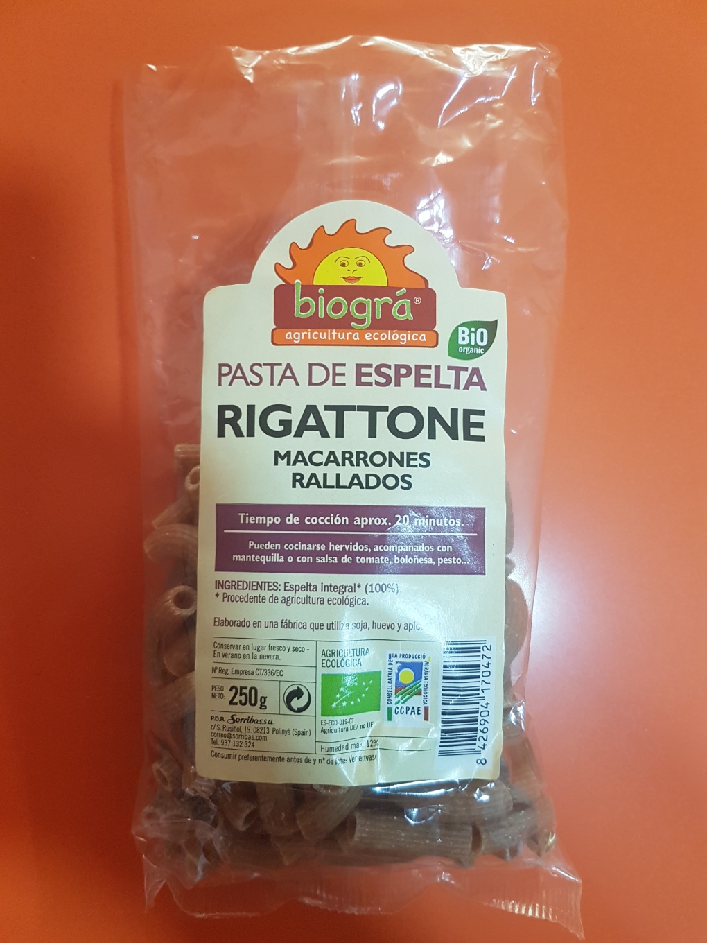 Pasta de espelta integral