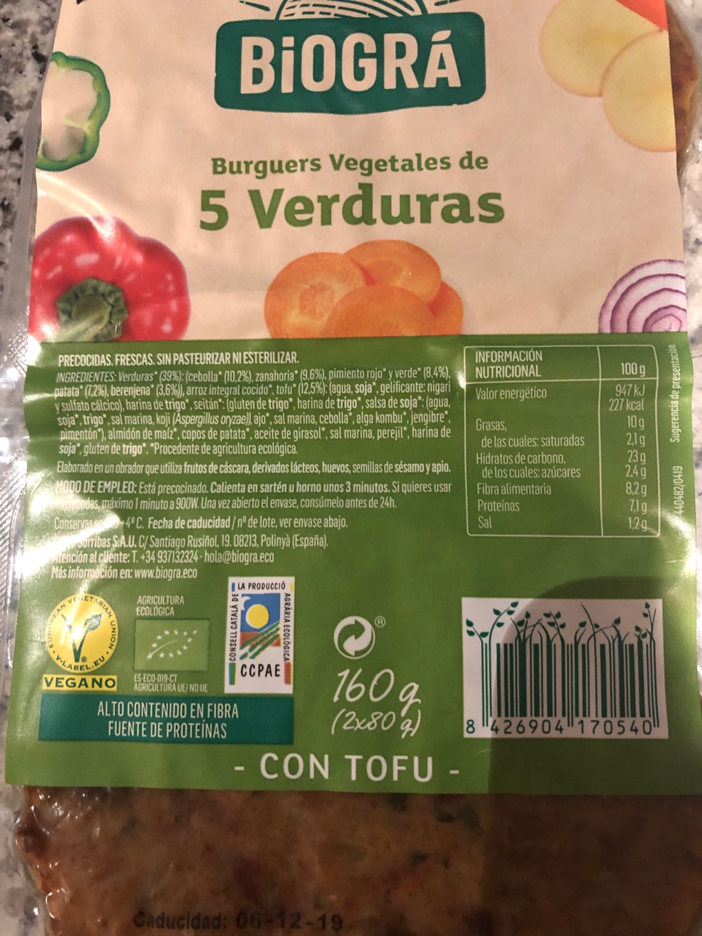 Burguers vegetales de 5 verduras