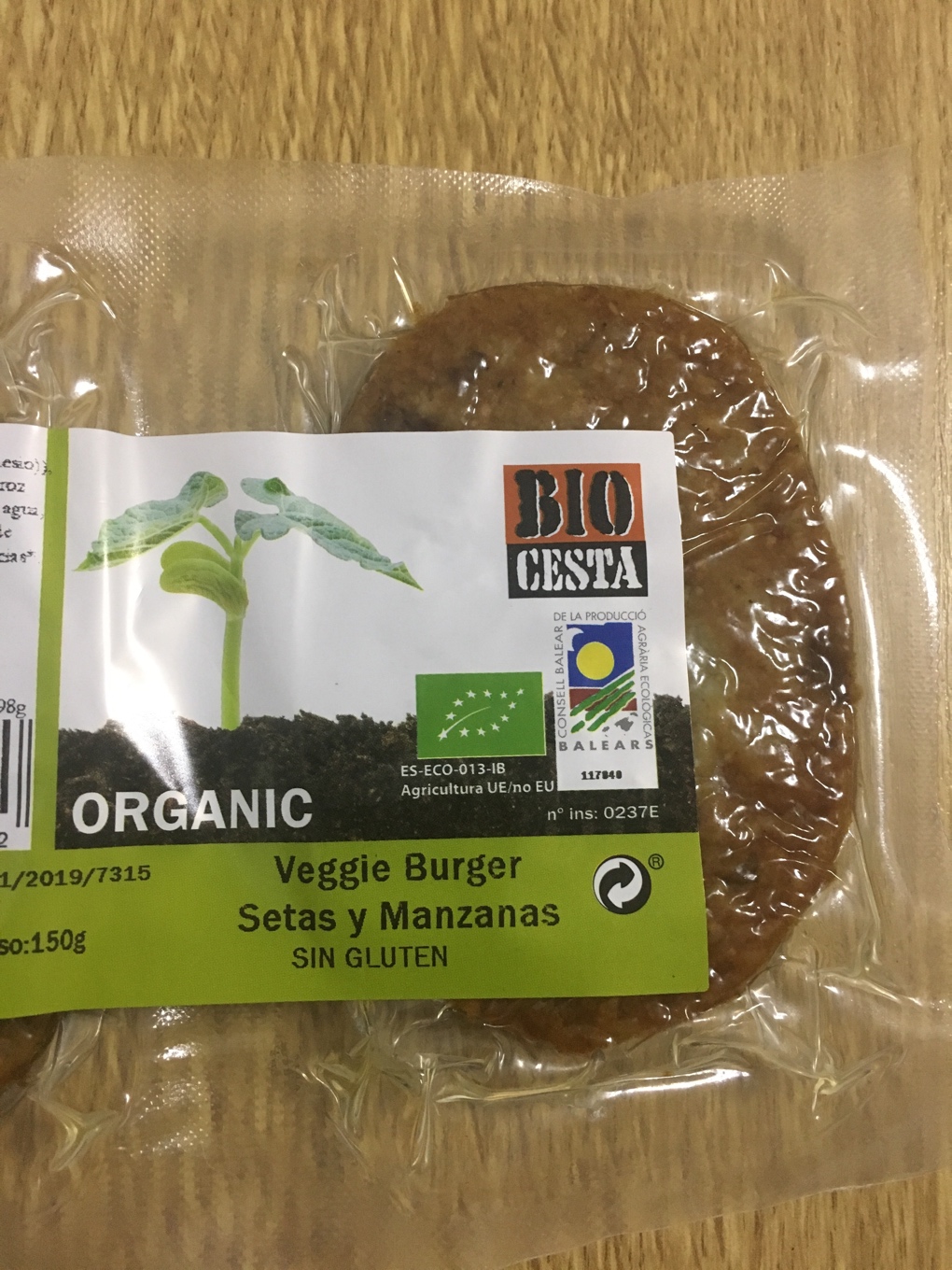 Hamburgesa vegetariana de setas y manzanas