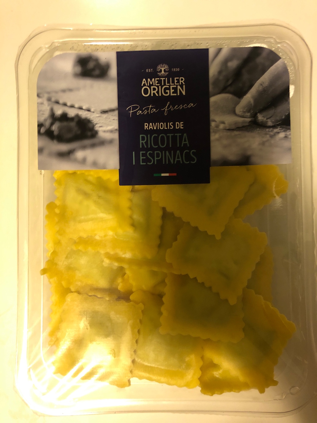 Raviolis de ricotta y espinaca