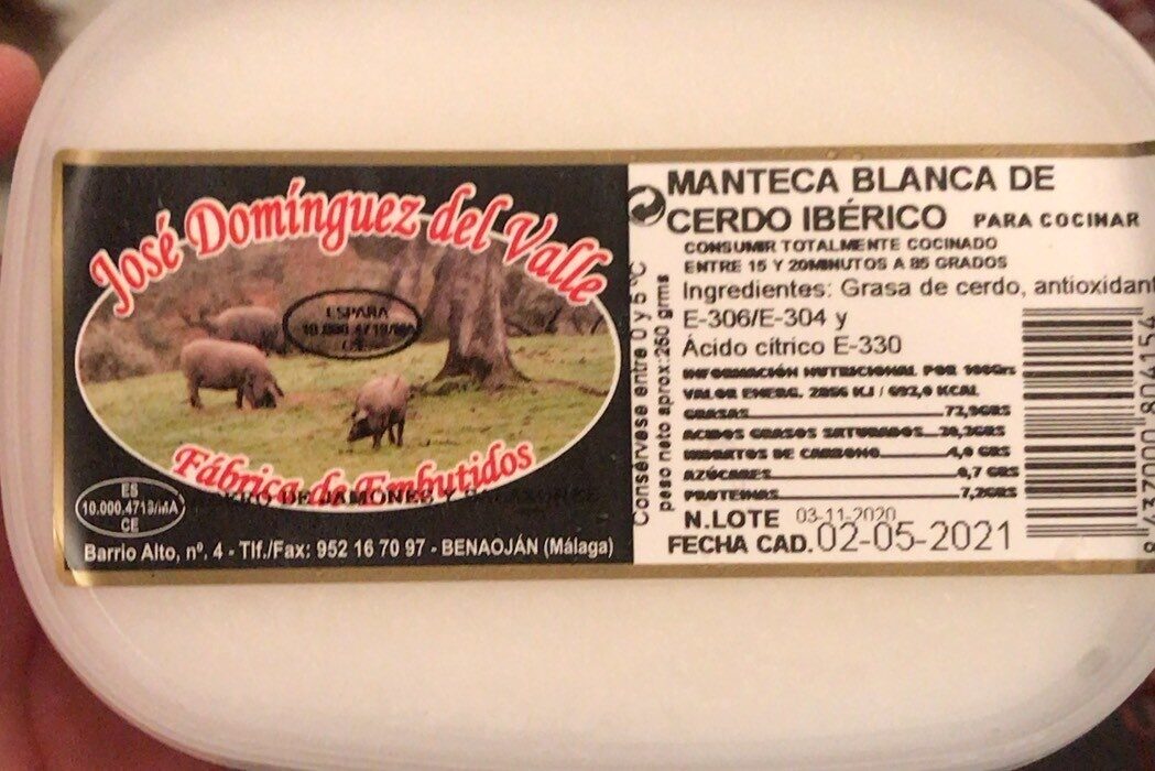 Manteca blanca de cerdo