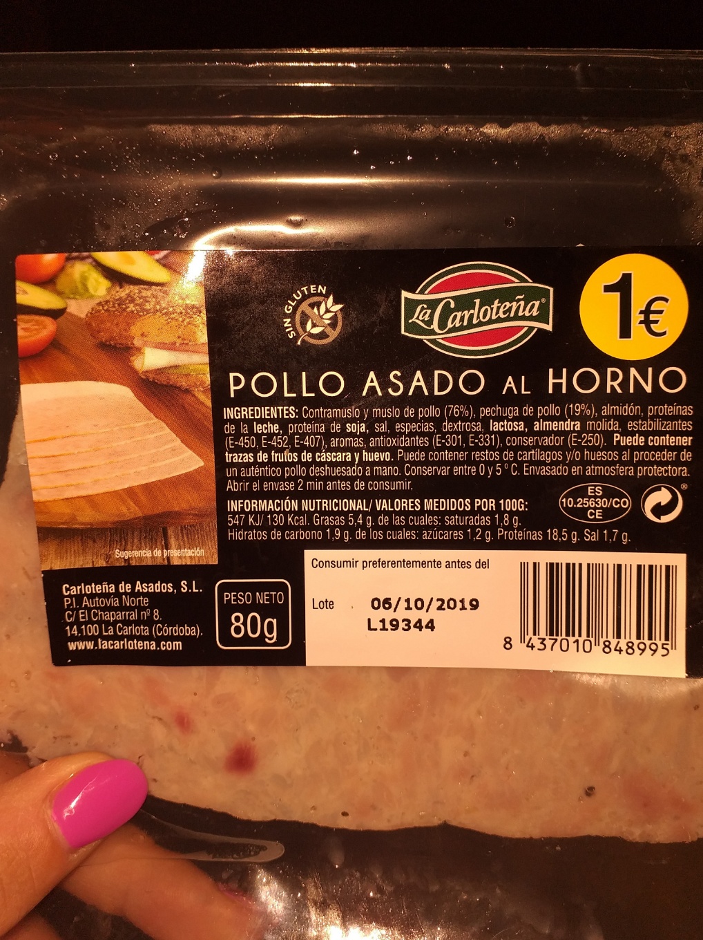 Pollo asado al horno