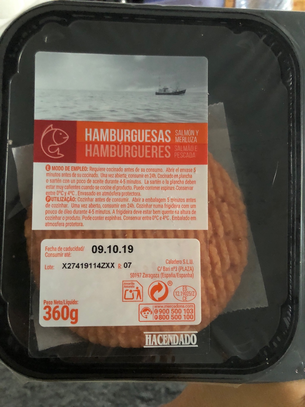 Hamburguesas salmón y merluza 