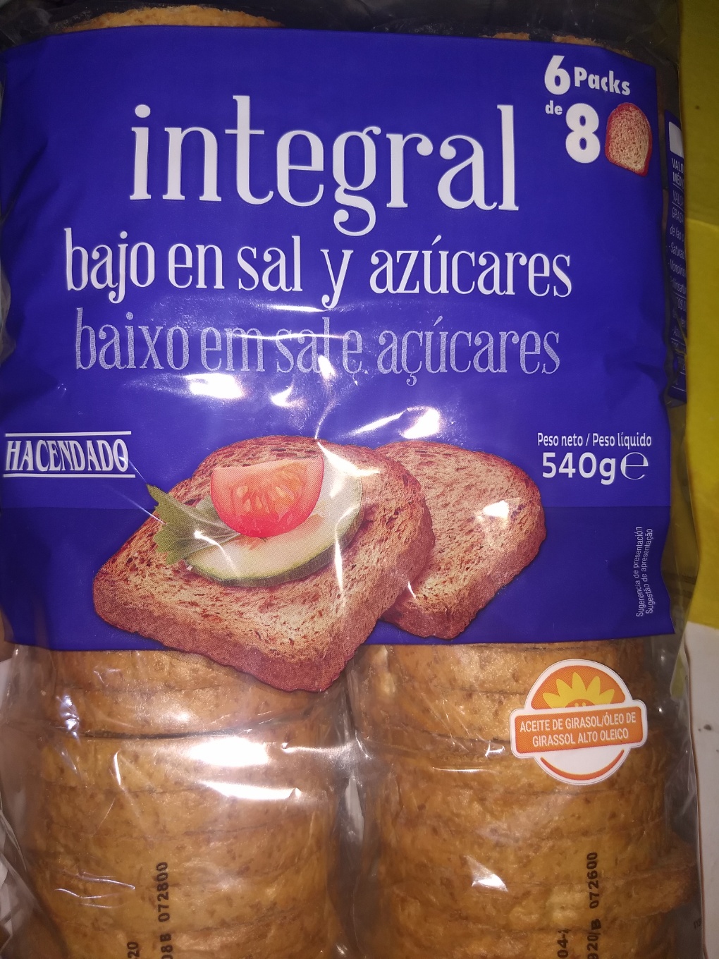 Pan tostado integral