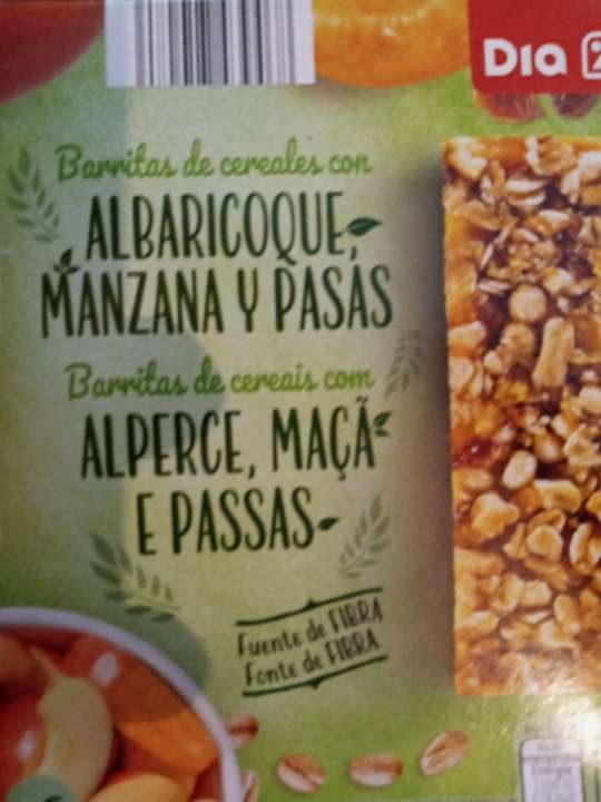 Barritas de cereales con albaricoque, manzana y pasas Barritas de cereales con albaricoque, manzana y pasas