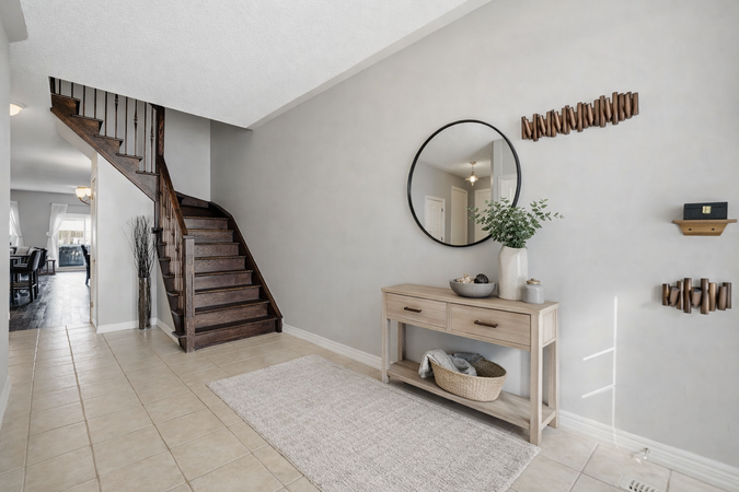 Bright entryway with modern decor