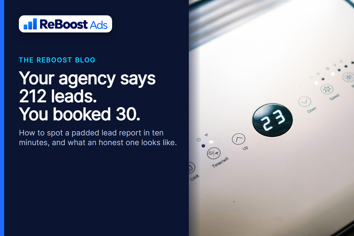 How to spot fake lead reports from an HVAC marketing agency: 212 leads reported, 30 jobs booked