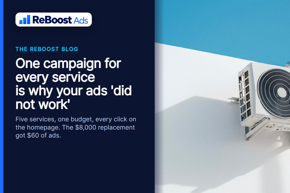 What the $8,000 replacement got out of a $1,000 HVAC ad budget when every service shares one campaign