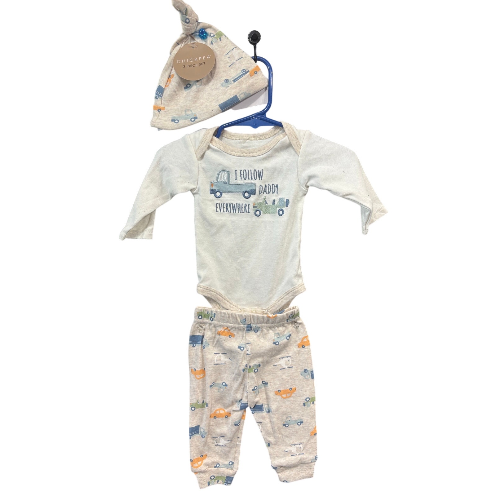 $7 - NWT 3 Piece Set "I Follow Daddy Everywhere" - Chickpea - 0-3mo