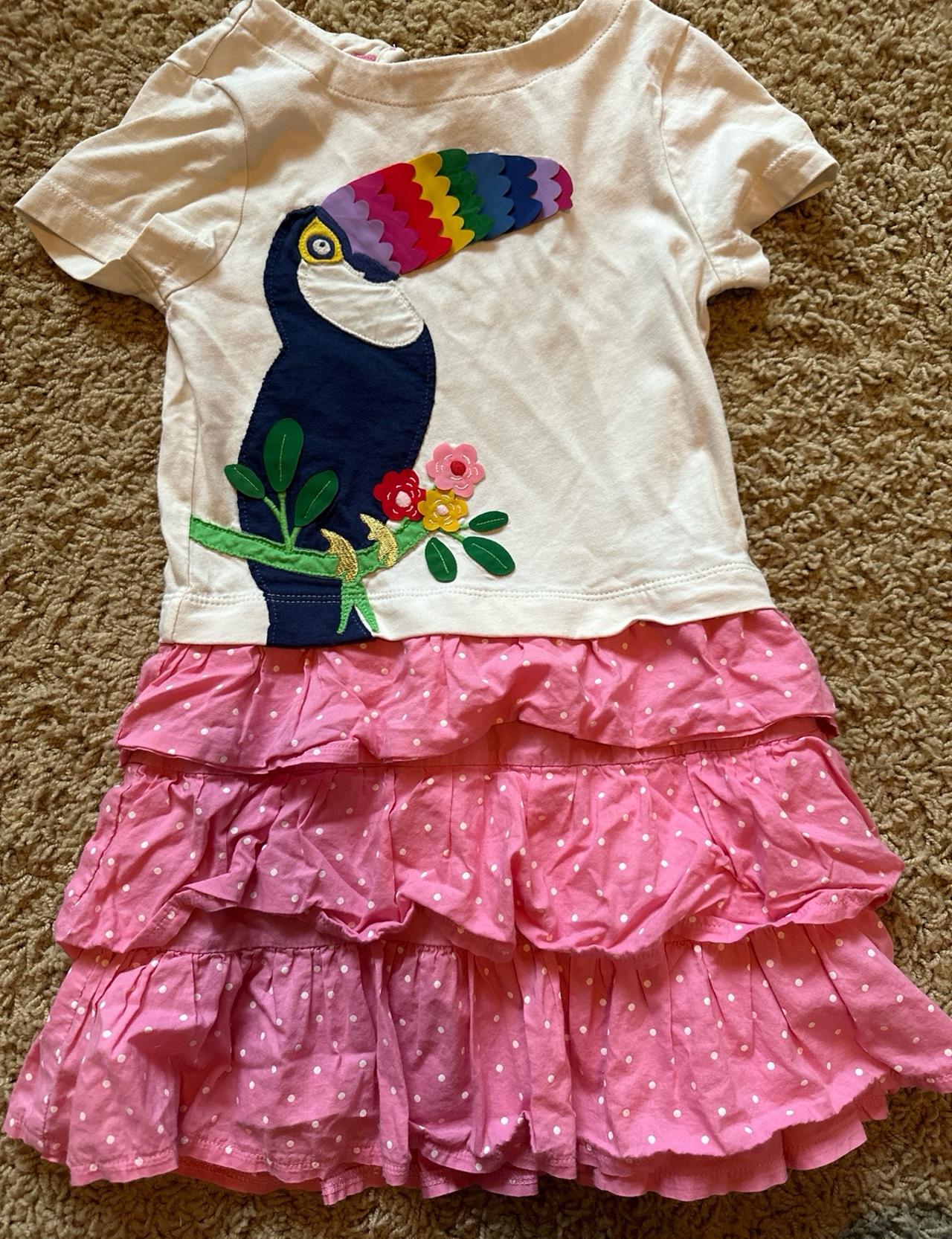 $27.07 - Mini Boden toucan ruffle dress 5-6 years