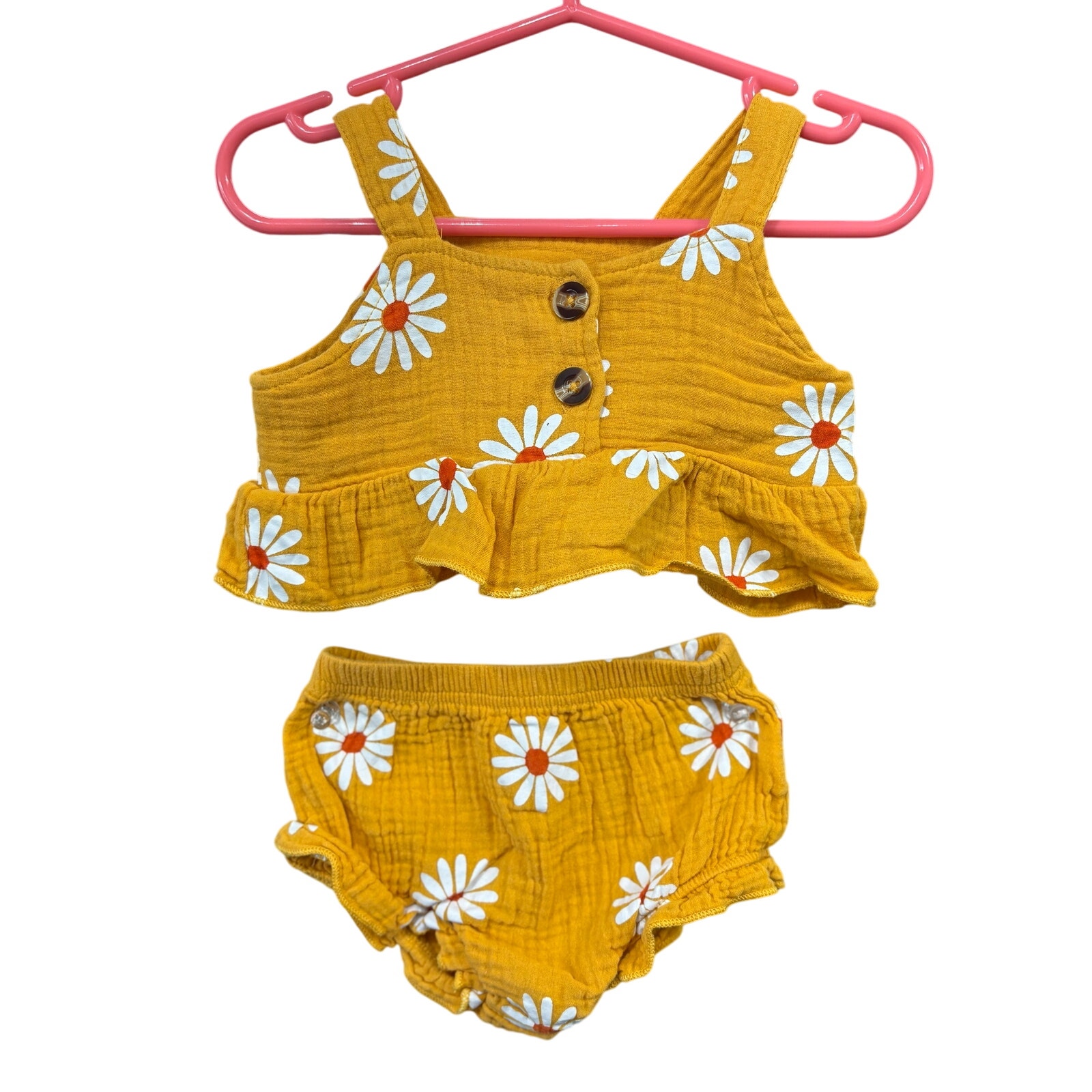 $4 - Yellow Daisy Outfit - 6-12mo
