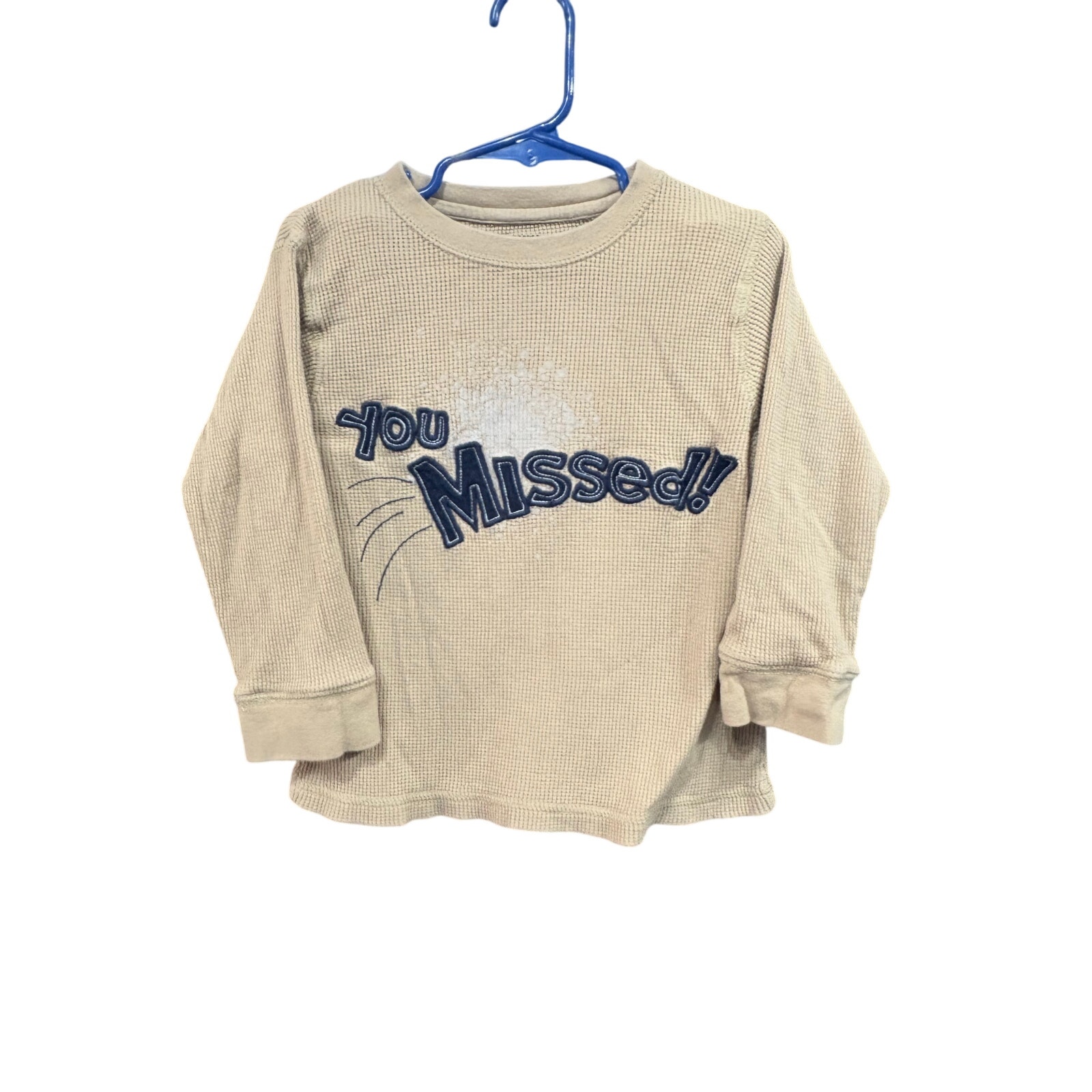 $2 - Beige "You Missed" Waffle LS - Gymboree - 3T