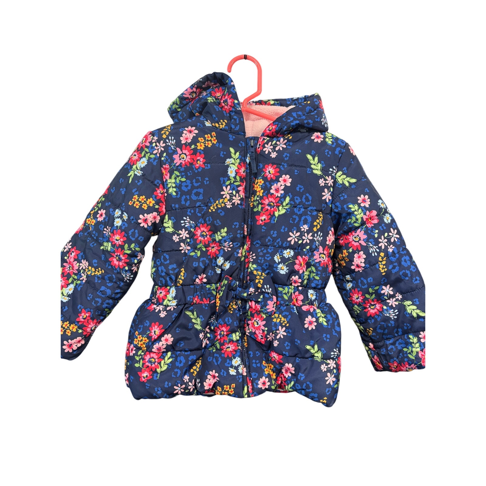 $10 - Blue Floral Winter Coat - Little Me - 3T