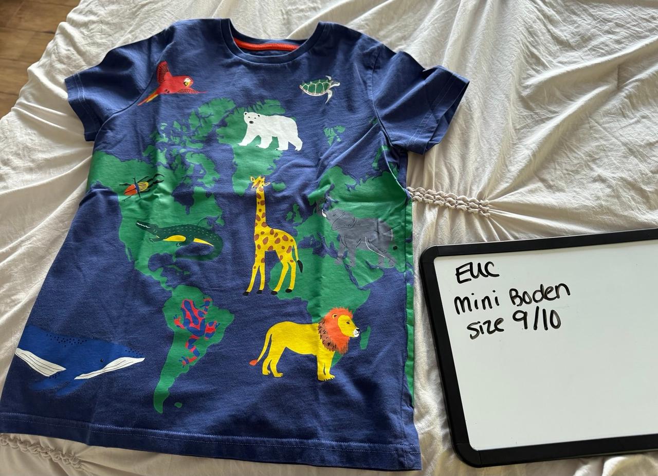 $32 - EUC Mini Boden animal kingdom continental t shirt size 9/10