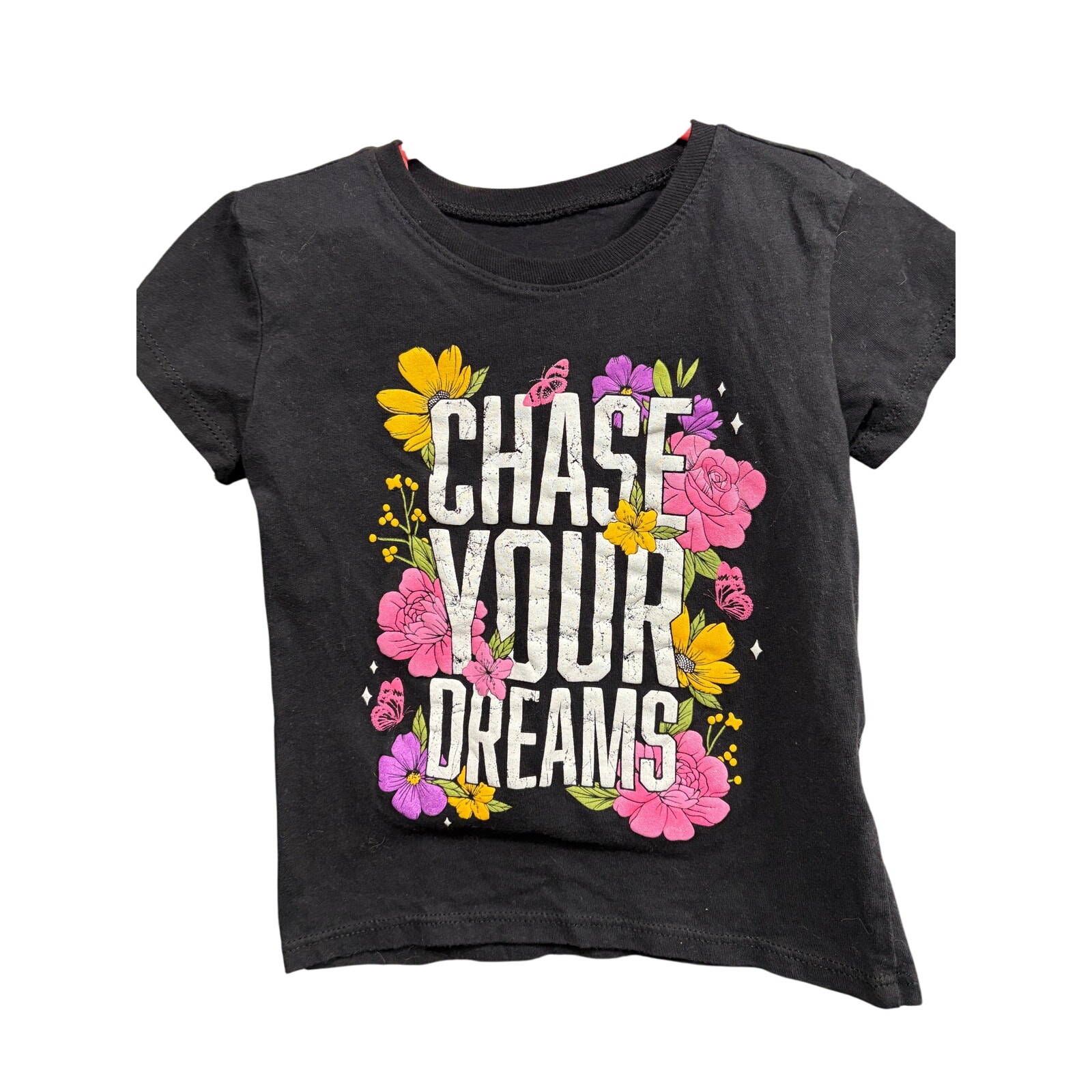 $3 - Black "Chase your Dreams" SS - The Children's Place - XS (4)
