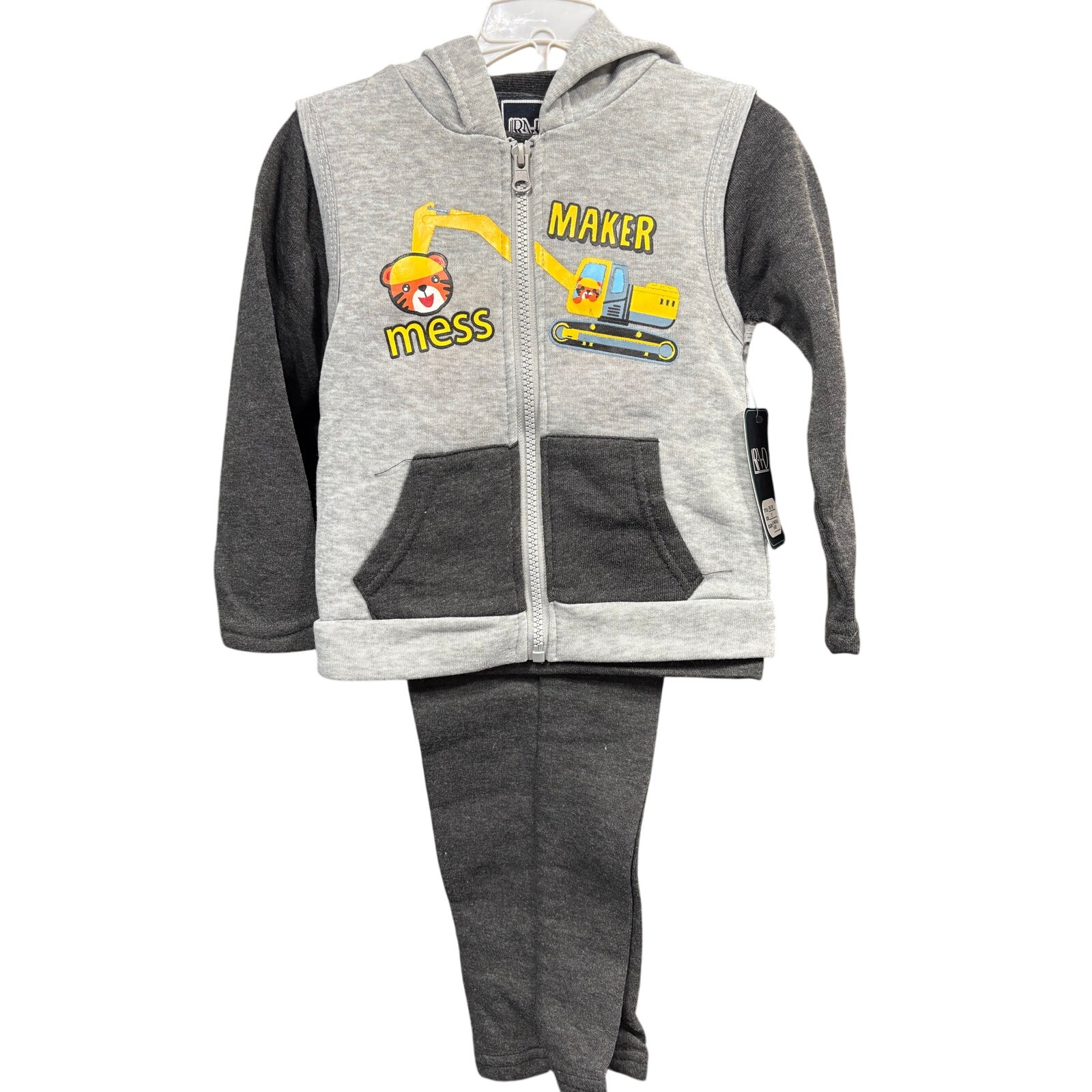 $7 - NWT 3 Piece Set "Mess Maker" Construction Tiger - RND - 3T