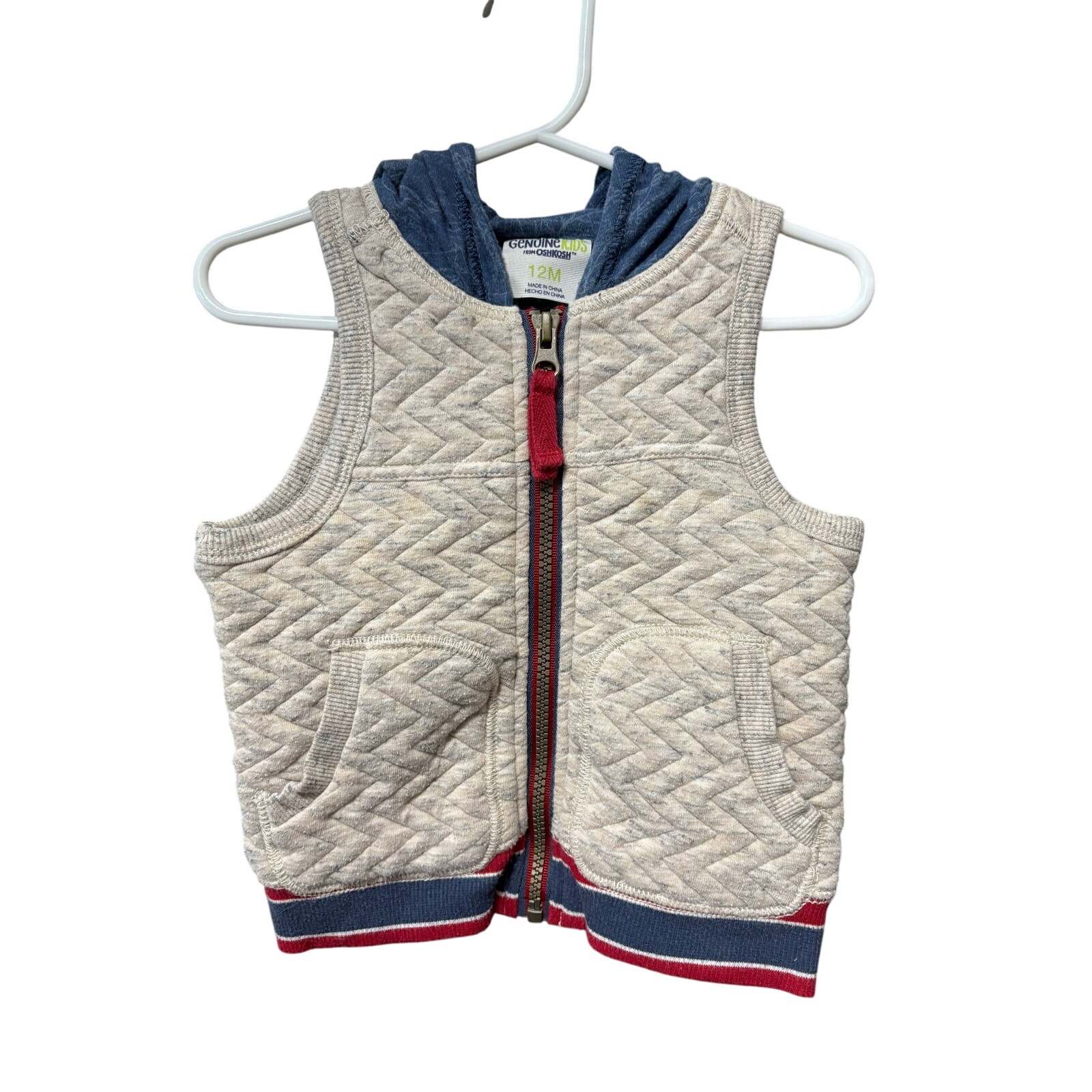 $4 - Hooded Zip Up Sweater Vest - OshKosh B'Gosh - 12mo
