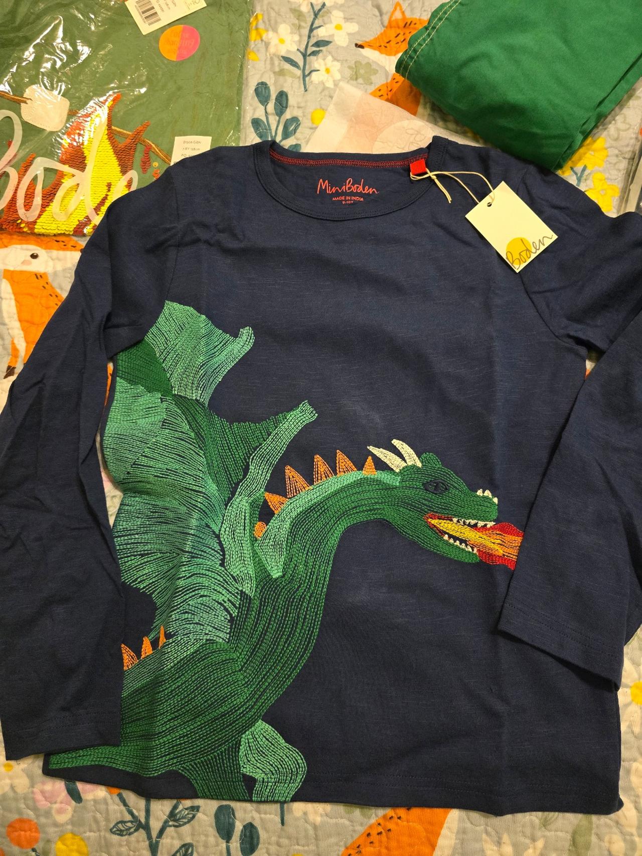 $25.60 - Mini Boden dragon shirt 9-10