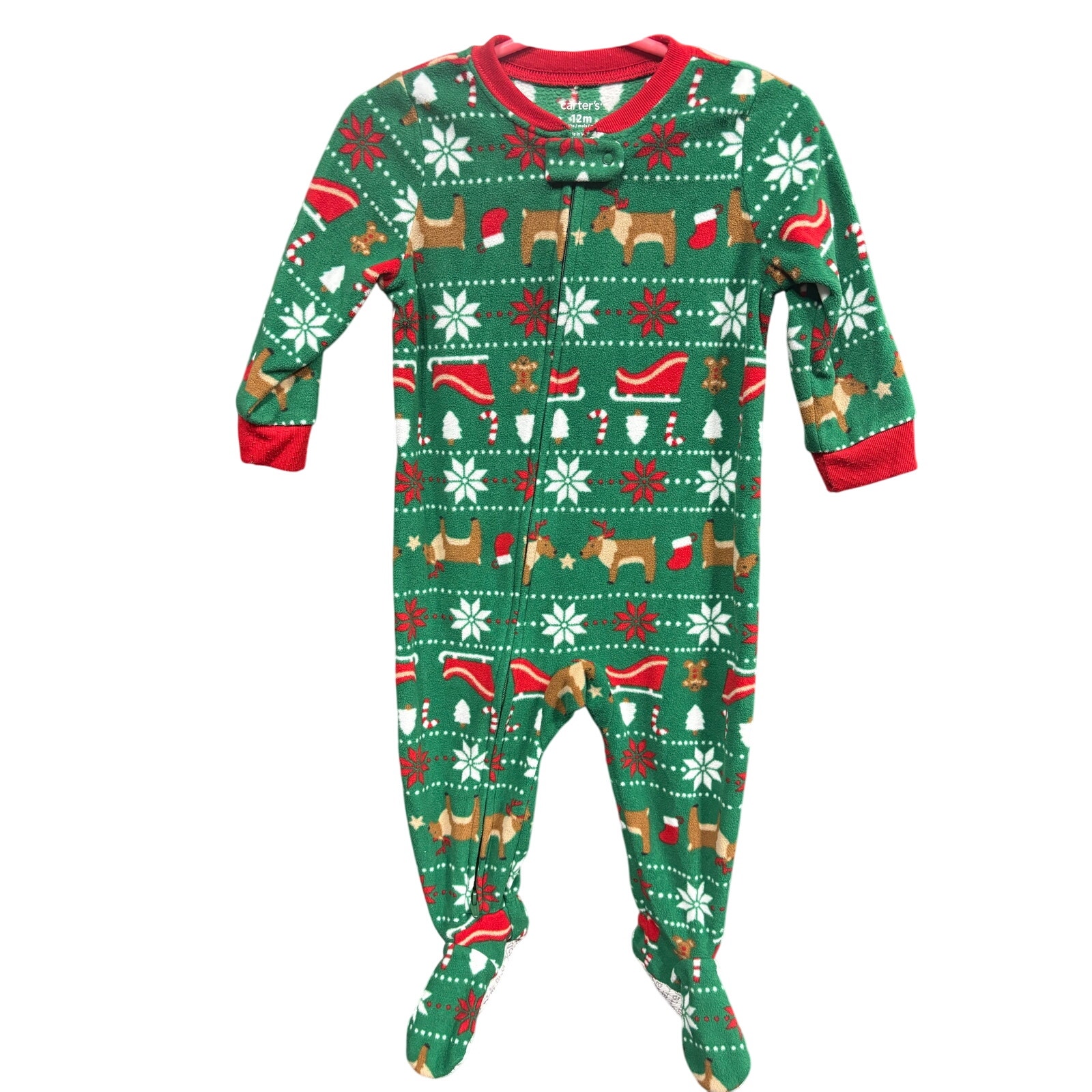 $3 - Green Christmas Sleeper - Carter's - 12mo
