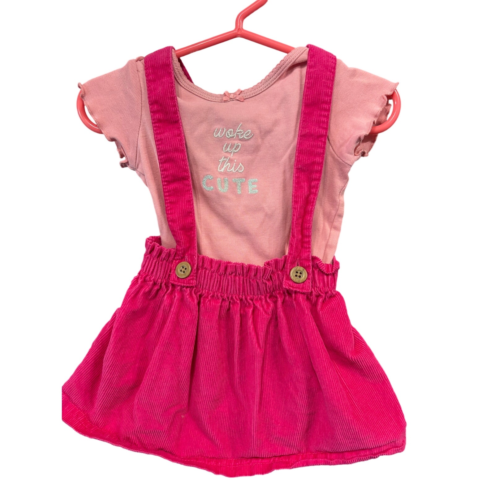 $4 - "Woke up this Cute" Onesie with Skirtall - Carter's - 9mo