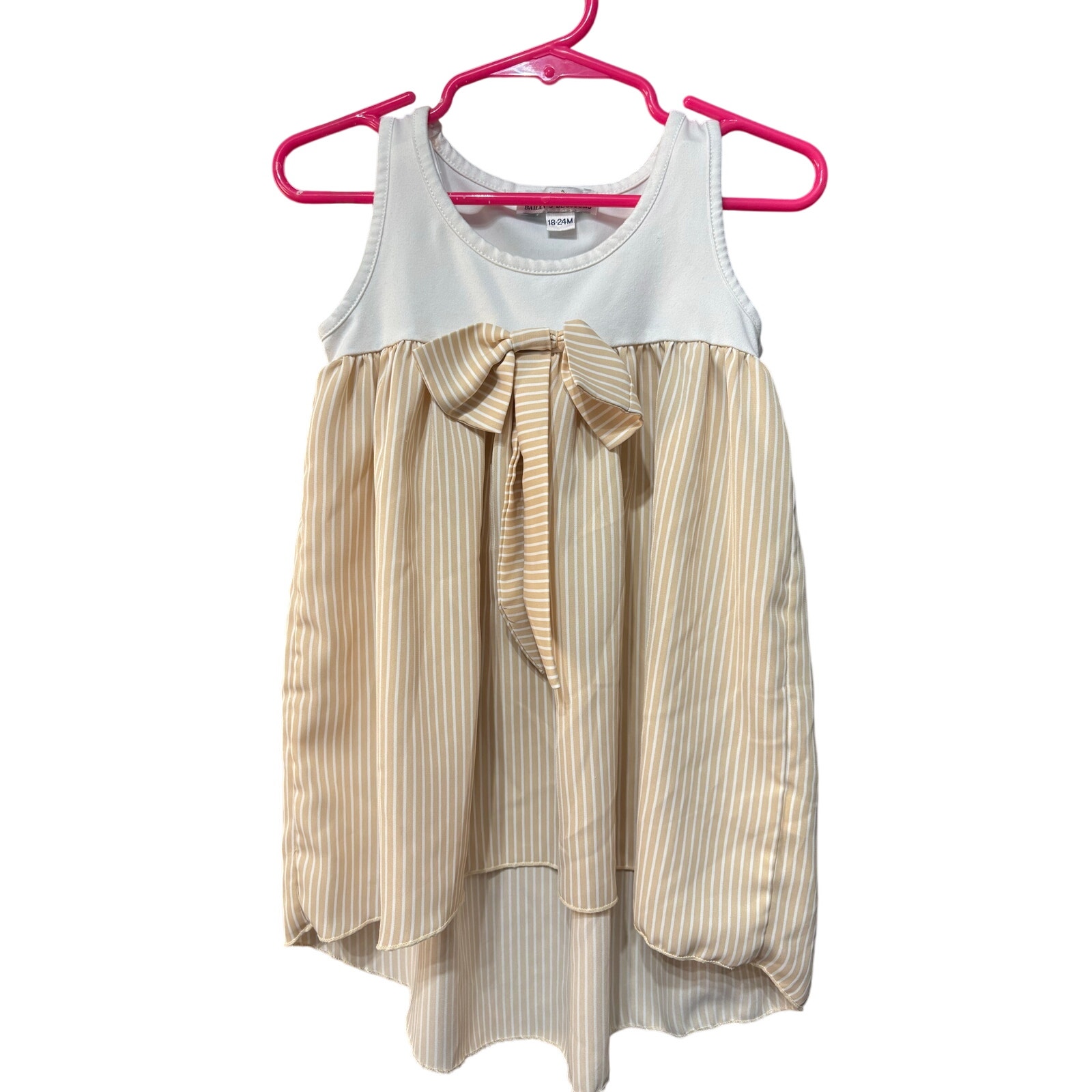 $7 - White and Tan Dress - Bailey's Blossoms - 18-24mo