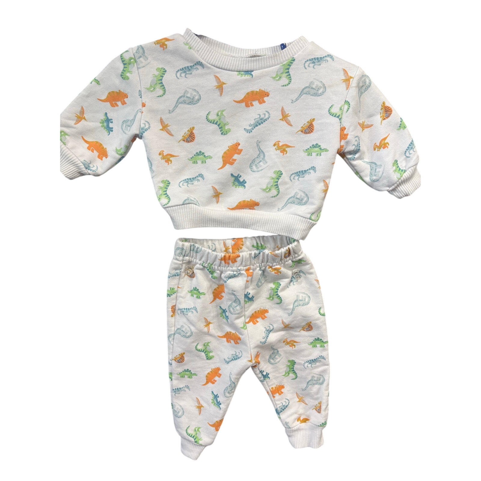 $5 - Colorful Dinosaur Sweatsuit - Chickpea - 0-3mo