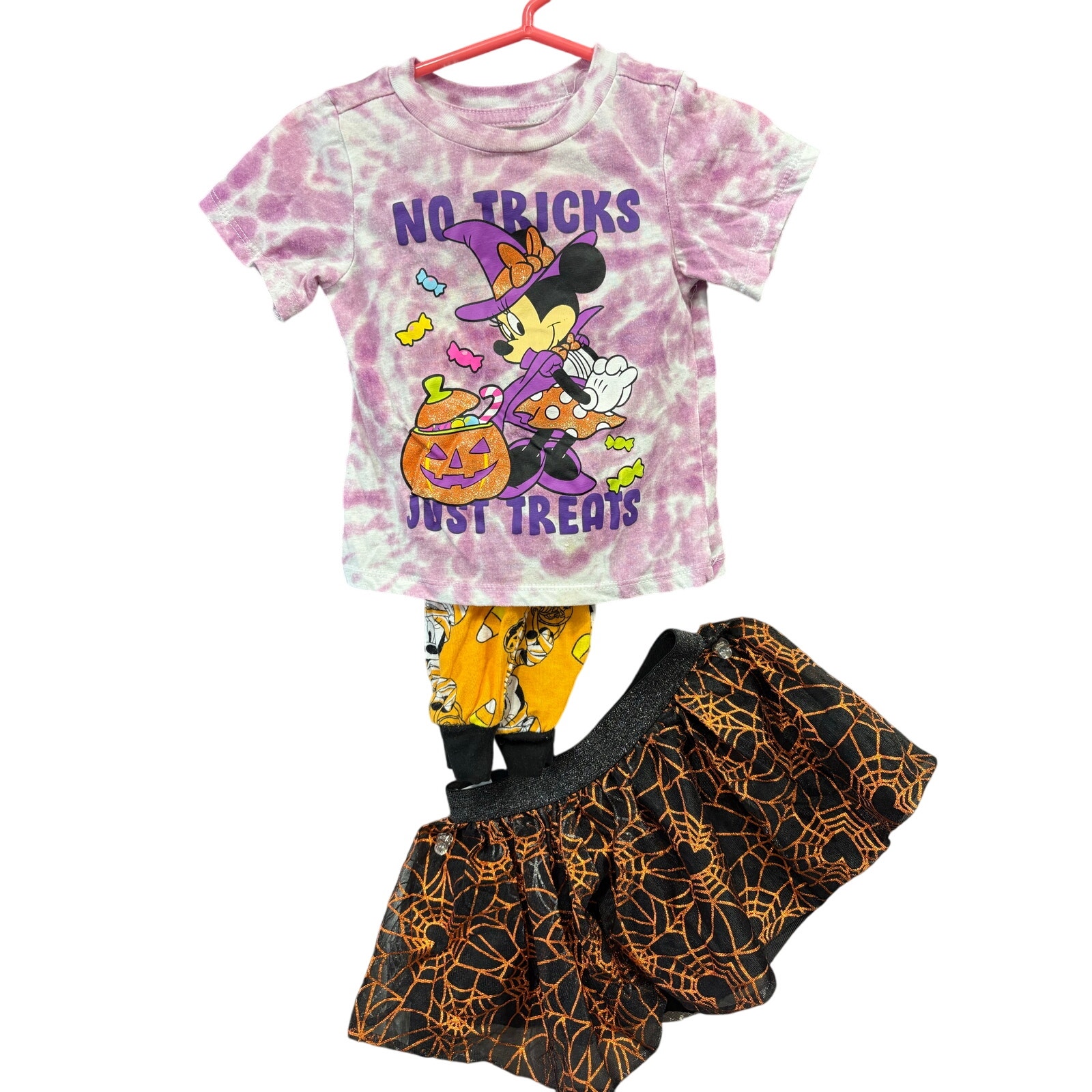 $7 - "No Tricks, Just Treats" Minnie Halloween Outfit w/ Tutu - Disney - 12mo