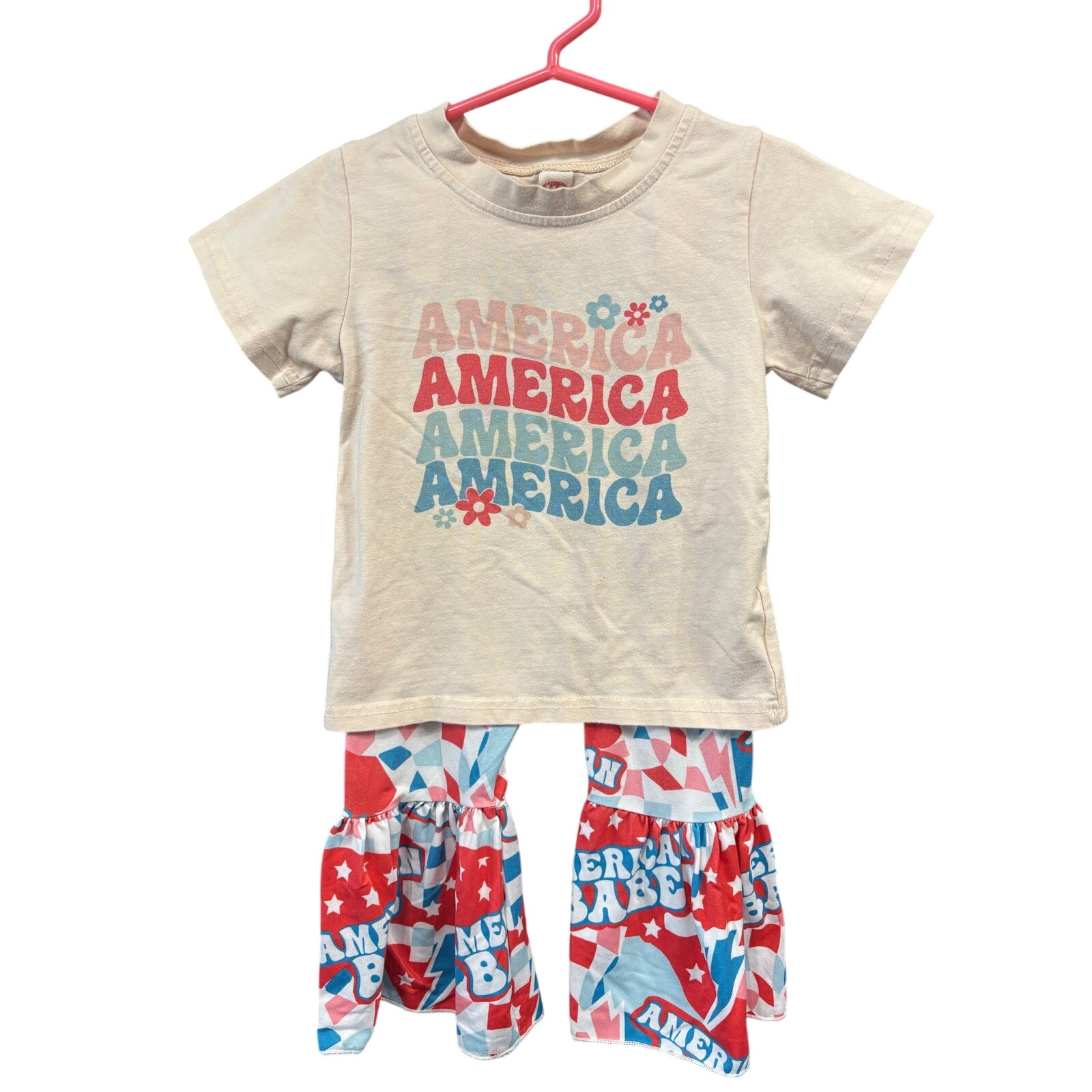 $7 - "America" Patriotic Outfit - 110 (3T-4T)