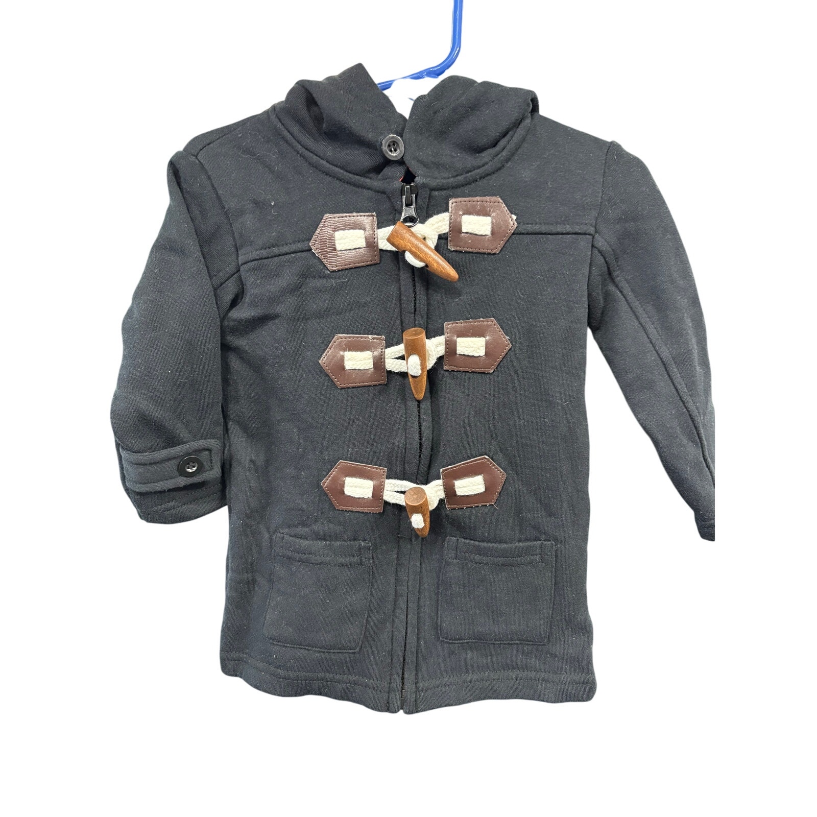 $7 - Black Hooded Coat - Littlest Prince Couture - 6mo